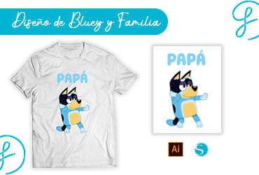 descarga gratis plantilla de sublimacion de bluey y familia