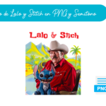 Diseño de Lalo y Stitch en semitono, formato PNG con fondo transparente para impresión DTF o sublimación textil.