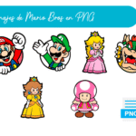 Pack de personajes de Mario Bros en PNG con fondo transparente para sublimación y DTF, ideal para playeras personalizadas.