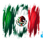 Bandera de México estilo brochazos en PNG con fondo transparente para descargar gratis