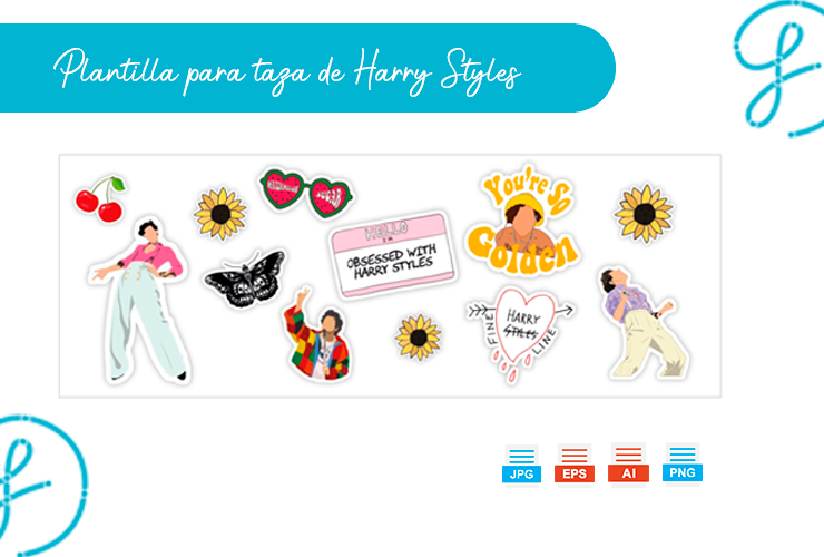 Diseño PNG de taza de Harry Styles, formato plano con fondo transparente y texto del post, listo para descarga gratuita