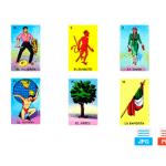 Plantilla editable de la Lotería Mexicana para imprimir editar o sublimar en playeras o hacer cartas con las 54 cartas originales.