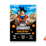 Invitación editable de Dragon Ball gratis para imprimir o editar online en Canva