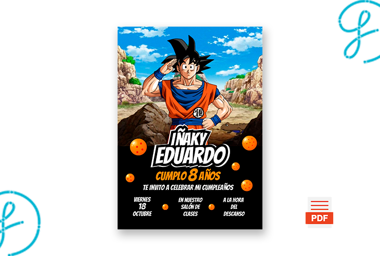 Invitación editable de Dragon Ball gratis para imprimir o editar online en Canva