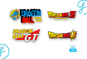 Pack de logos de Dragon Ball en PNG gratis: Z, Super, GT, Broly e insignias en alta calidad.